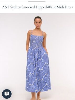 Abercrombie & Fitch Blue and White Smocked Midi Dress